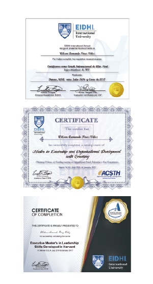 Certificaciones Coach Wilson Pérez Vélez