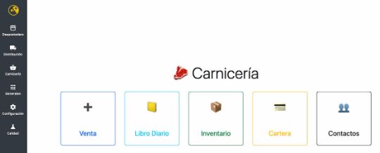 interfaz de uso del ecosistema, software y sistema para carniceria y sector carnico corte directo